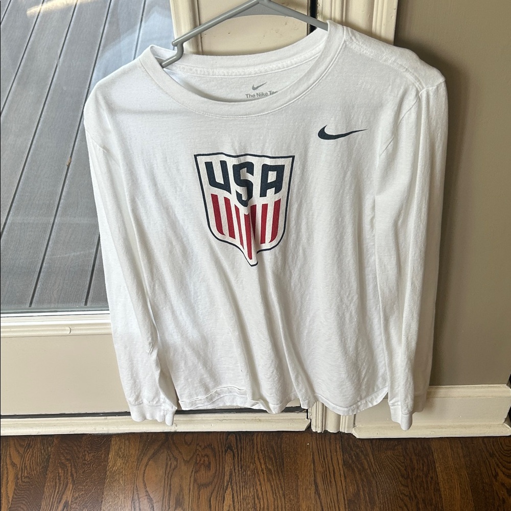 Nike White Long Sleeve Tee with USA Logo